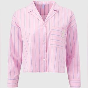 New women's Florence Villa Poplin Stripe Crop Shirt - Size Small